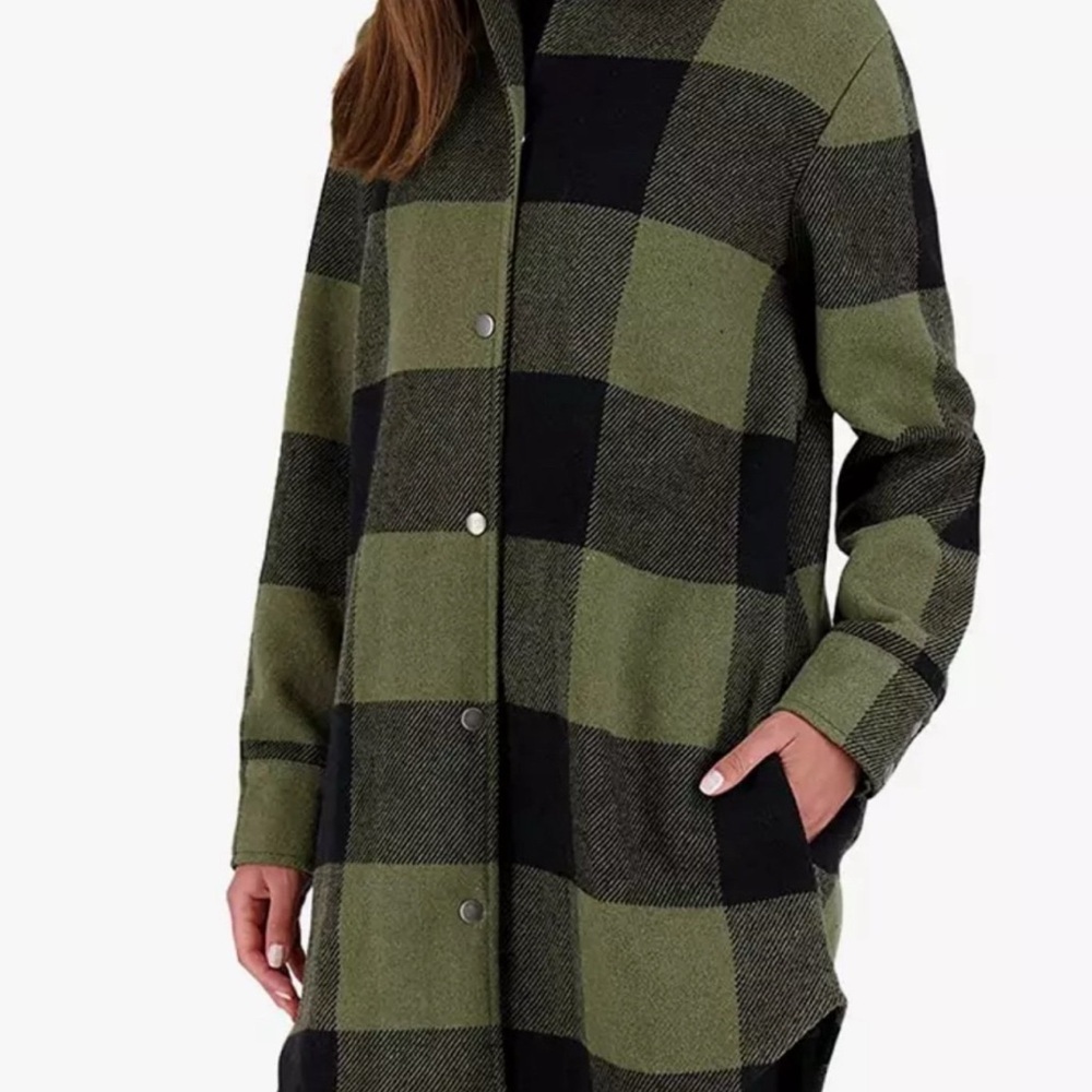 BB Dakota Olive Green and Black Plaid Shacket